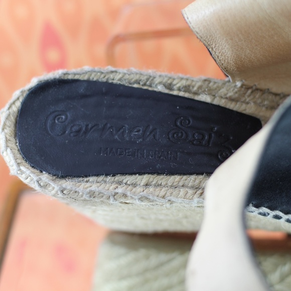 Carmen Saiz Black Leather Peep-toe Espadrilles - Picture 14 of 14